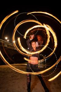 Double fire hoop performer uk